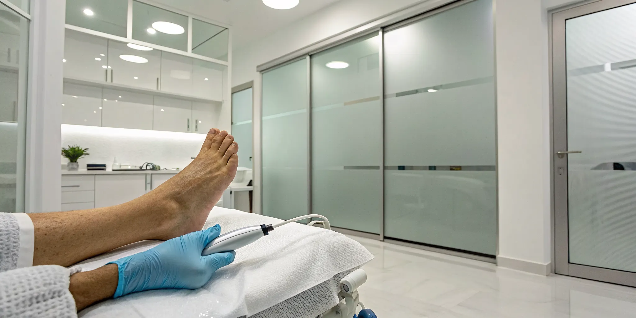 Regenerative therapy administered to a patient for flat feet pain.