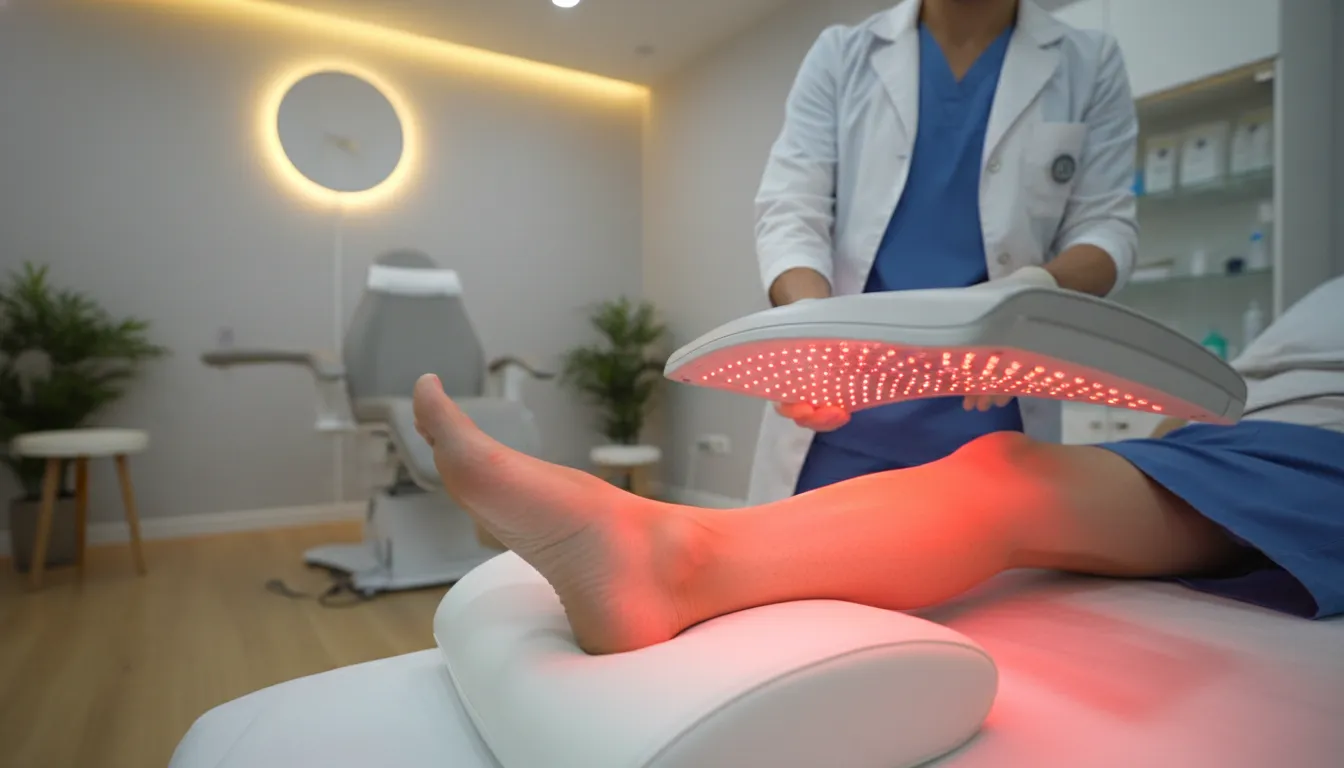 Red light therapy for ankle care in a podiatry clinic