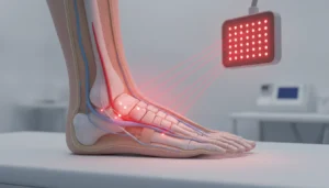 Red light therapy focused on the tarsal tunnel area