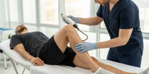 Shock wave therapy for a knee injury, a non-surgical alternative for pain relief and healing.