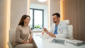 Foot and ankle specialist discussing regenerative injection therapy