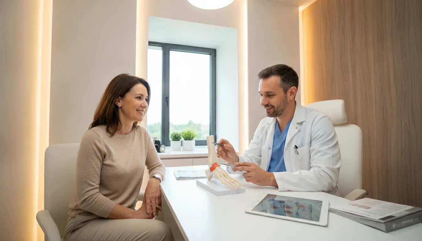 Foot and ankle specialist discussing regenerative injection therapy